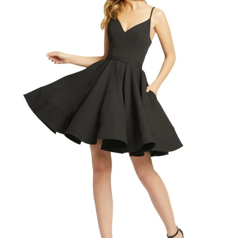 Ieena For Mac Duggal Black Fit & Flare Cocktail Dress